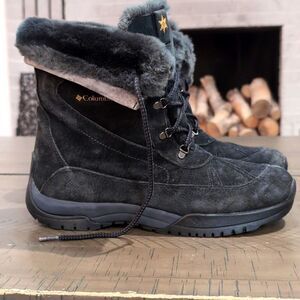 Columbia Black Suede Lavela Faux Fur Lined Lace Up Winter Women's Boots Size 10